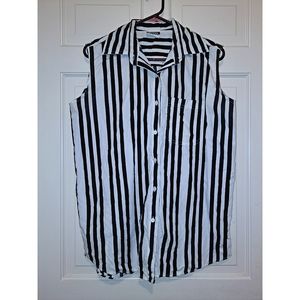Women’s sleeveless collared stripe blouse holiday formal party travel business